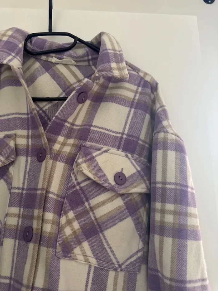Sur chemise à carreaux Violet et blanche Cache Cache - photo numéro 2