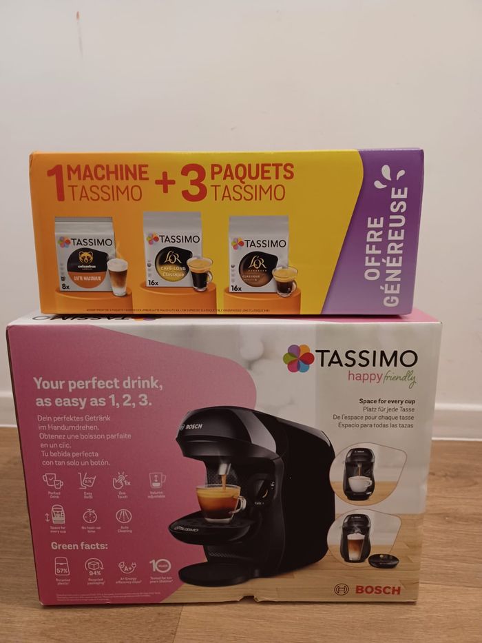 Cafétière BOSCH Tassimo Happy Noir Neuve + 3 paquets de TASSIMO neufs - photo numéro 2