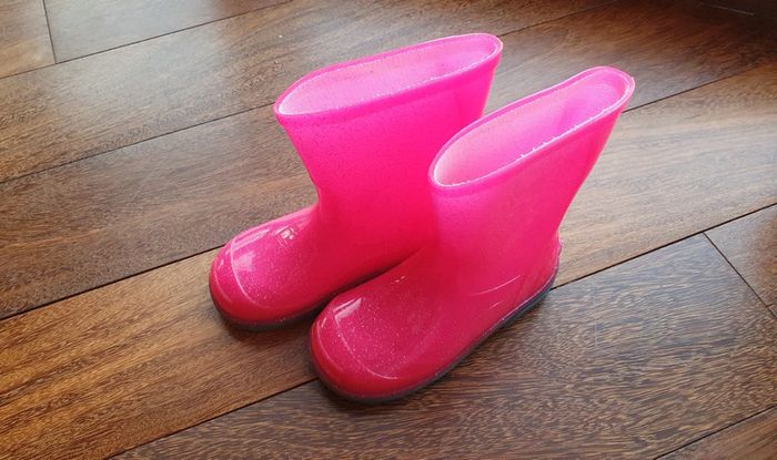 Bottes de pluie fille roses paillettes 25