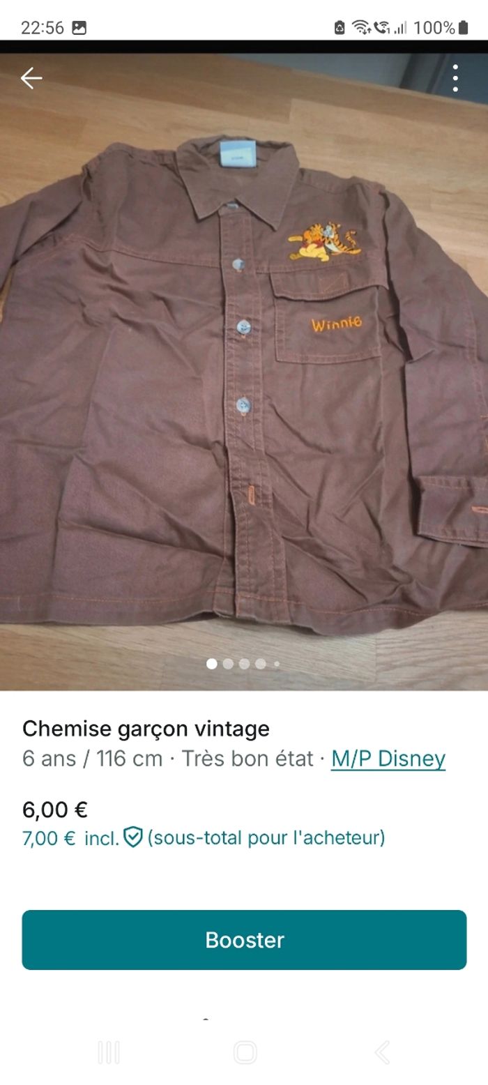 Chemise  winnie l ourson vintage - photo numéro 2