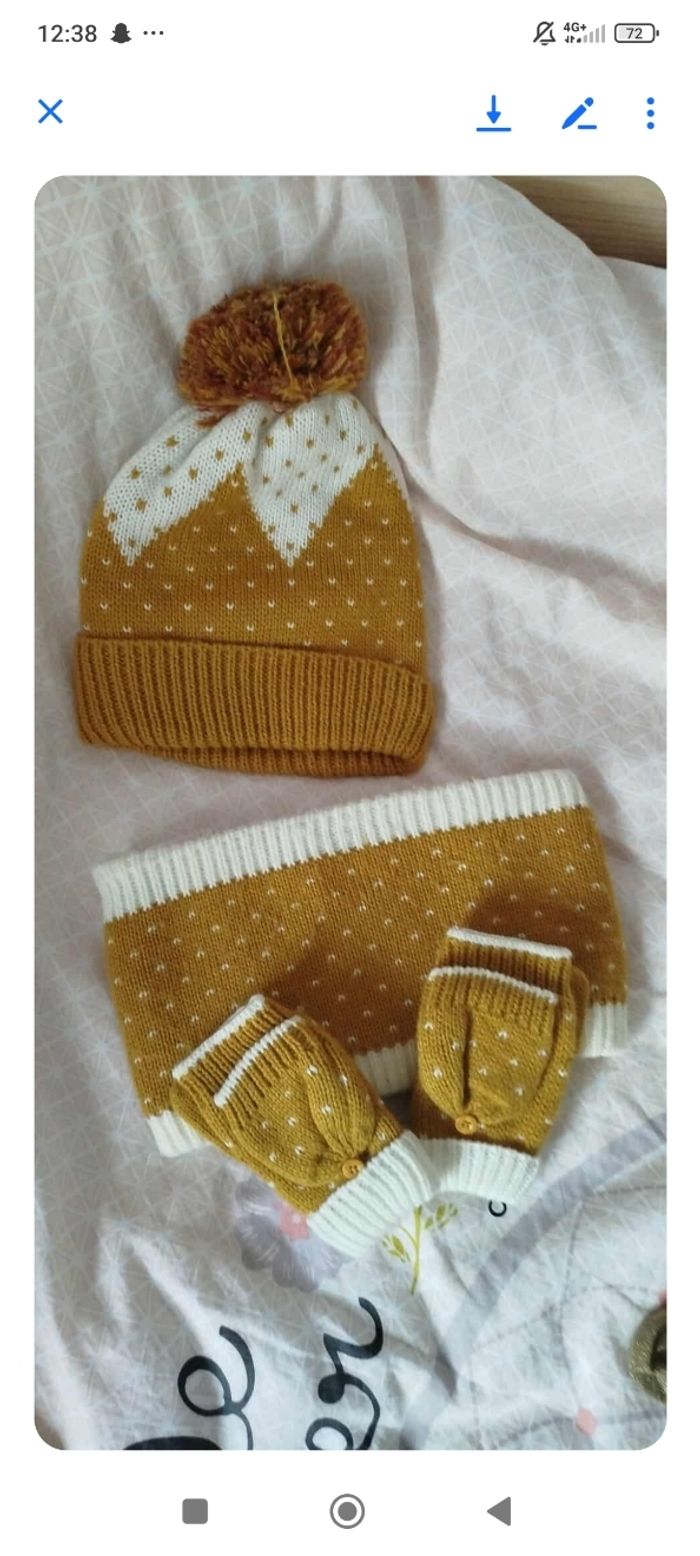 Ensemble bonnet snood gant