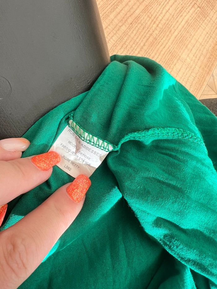 Robe femme rue des abesses taille 1 S :6 38 verte à fleurs en voilage - photo numéro 6