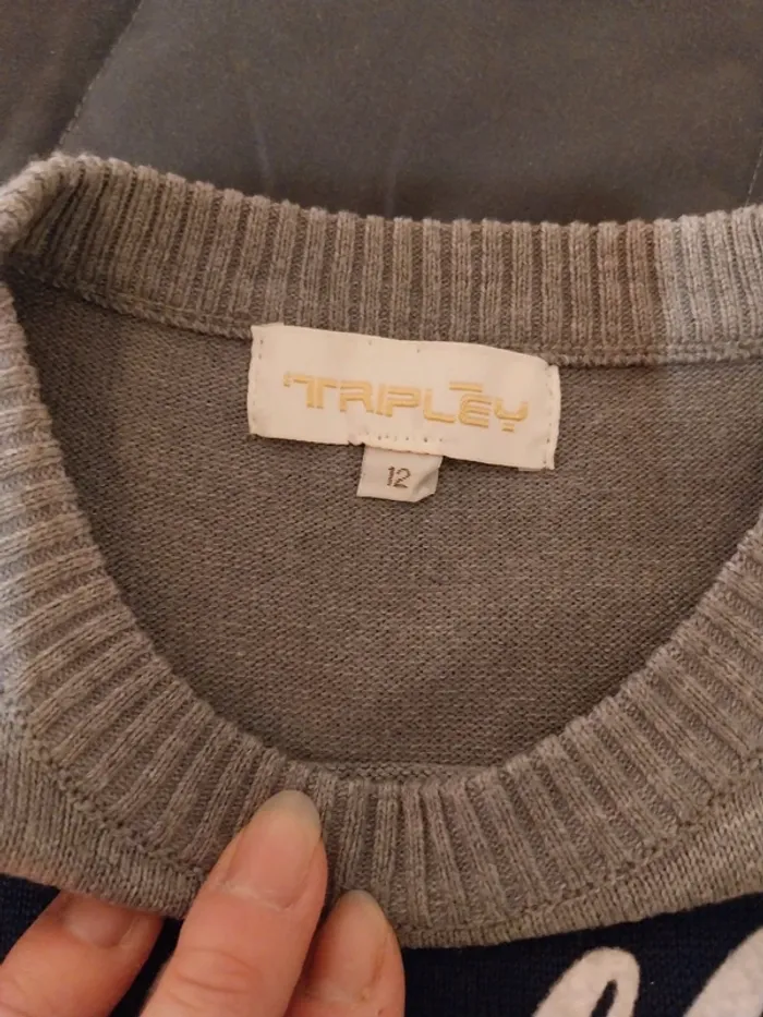 Pull gris/bleu T12A - photo numéro 3