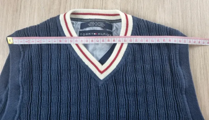 Pull a col V sans manche bleue Tommy Hilfiger Homme Taille XS - photo numéro 5