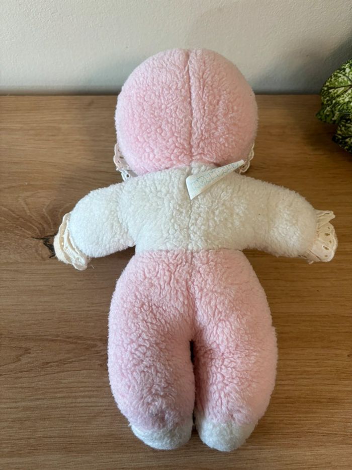 Peluche vintage poupée blanc rose nounours 29 cm - photo numéro 3