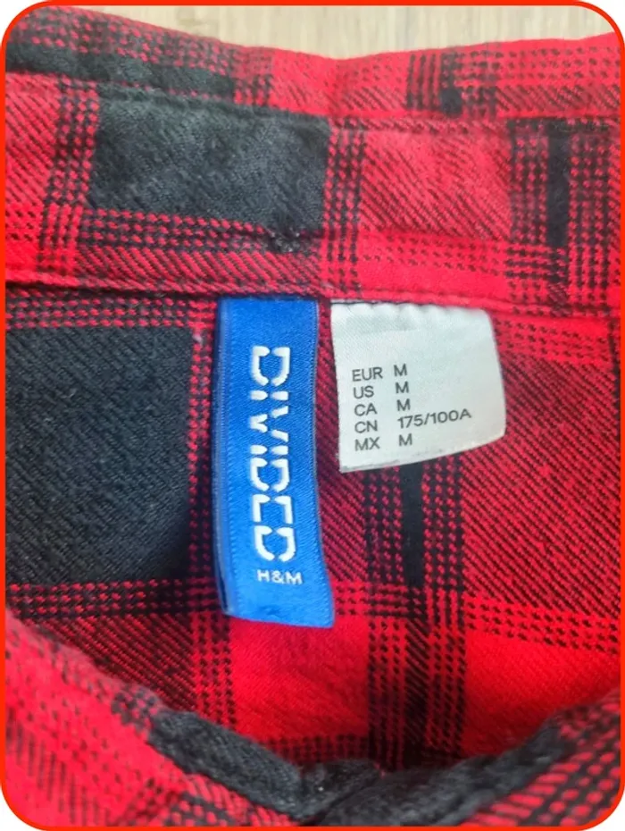 Chemise à carreaux rouge Homme H&M Taille M - photo numéro 2