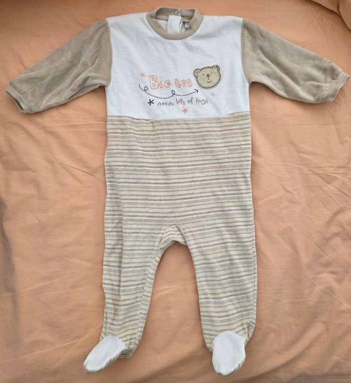 Lot de 3 babygros velours 12 mois - photo numéro 2