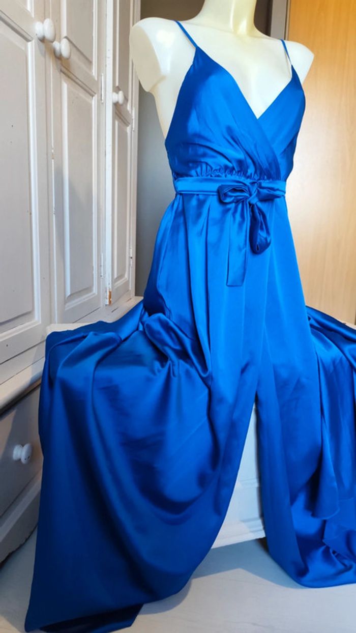 Robe de soirée satin bleu royal T36 - photo numéro 7