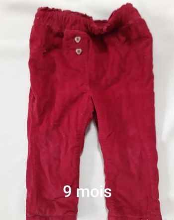 Pantalon en velours fille rouge bordeaux - Tape à l'Œil - 9 mois