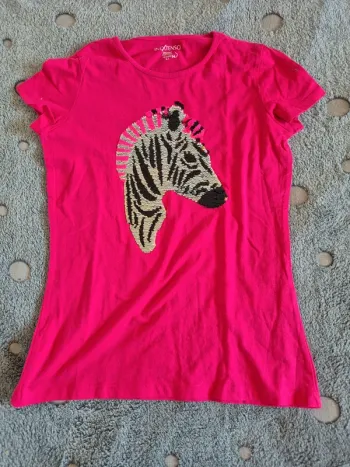 Tee-shirt zèbre sequins 12 ans