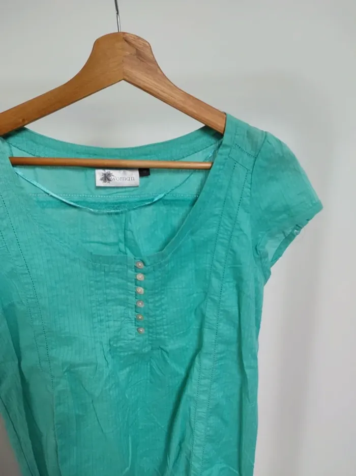 Blouse turquoise Kiabi taille 38 - photo numéro 2