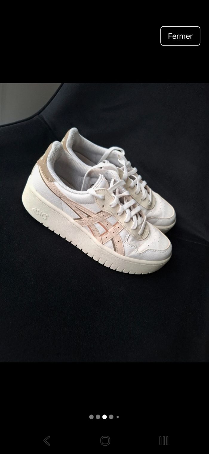 Asics japan s pf 38 blanc beige marron femme baskets Sport compensé - photo numéro 3