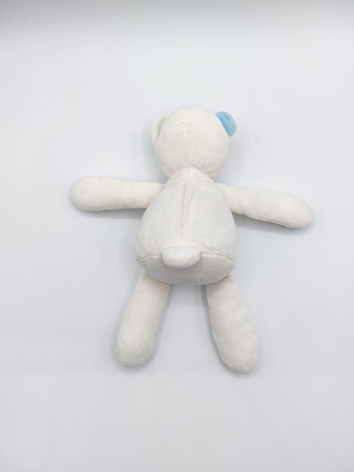 Peluche doudou ours MUSTI MUSTELA blanc bleu 24 cm - photo numéro 3
