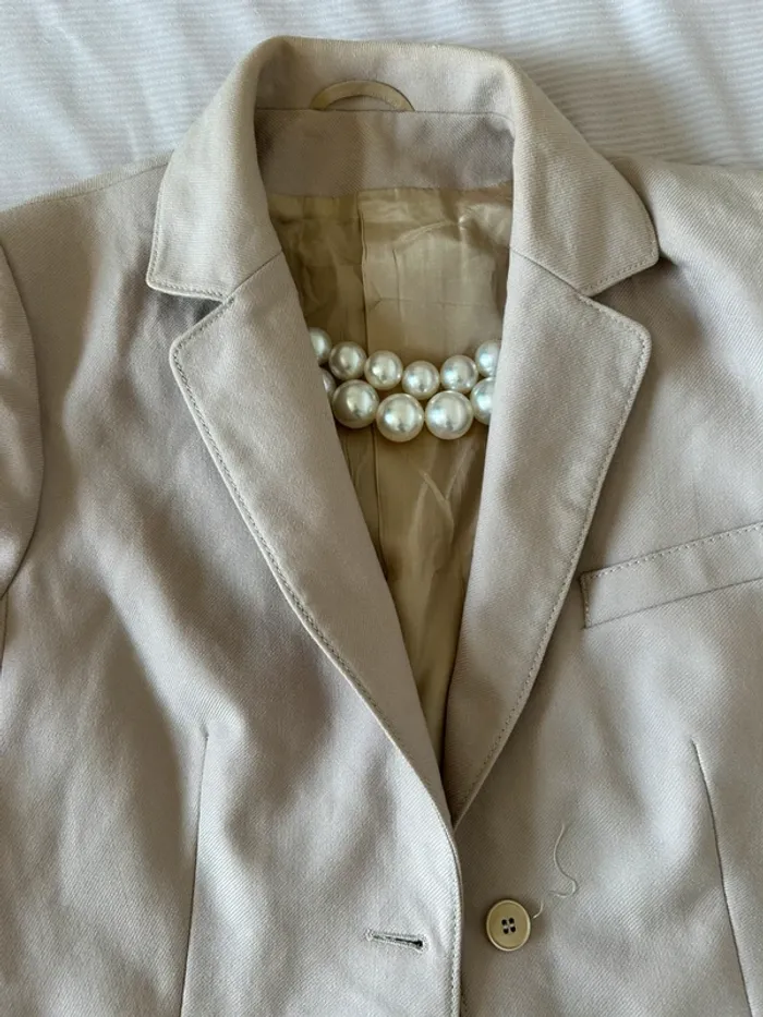 Blazer beige contrôle woolmark taille m - photo numéro 2