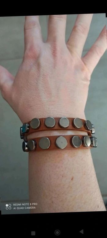 Bracelet  pression  camel clous  gris