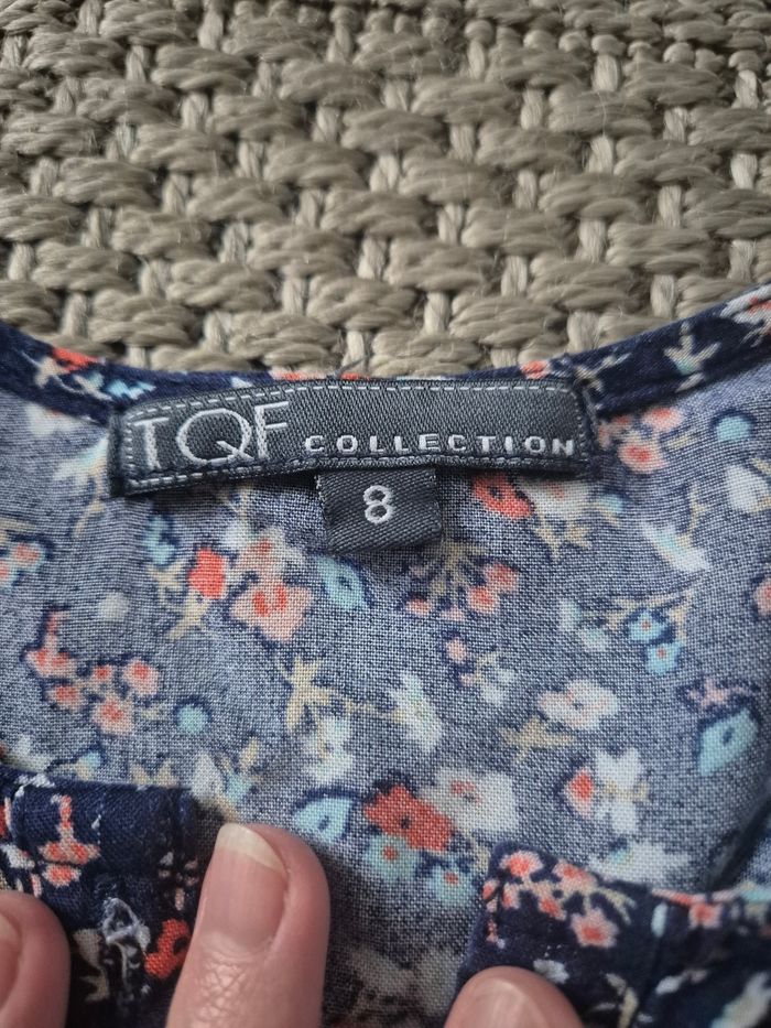 Robe à fleurs bleue marine manches longues - 8 ans - photo numéro 6