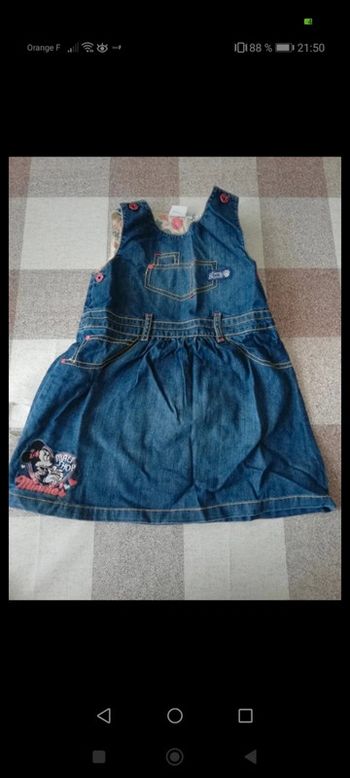 Robe bleue jean sans manches Disney Minnie 18 mois