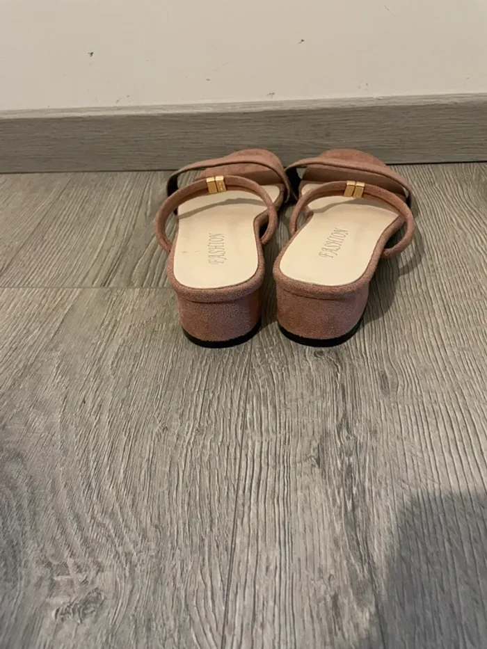 mules à talons roses/nude - talon 4 cm - taille 40 - photo numéro 4