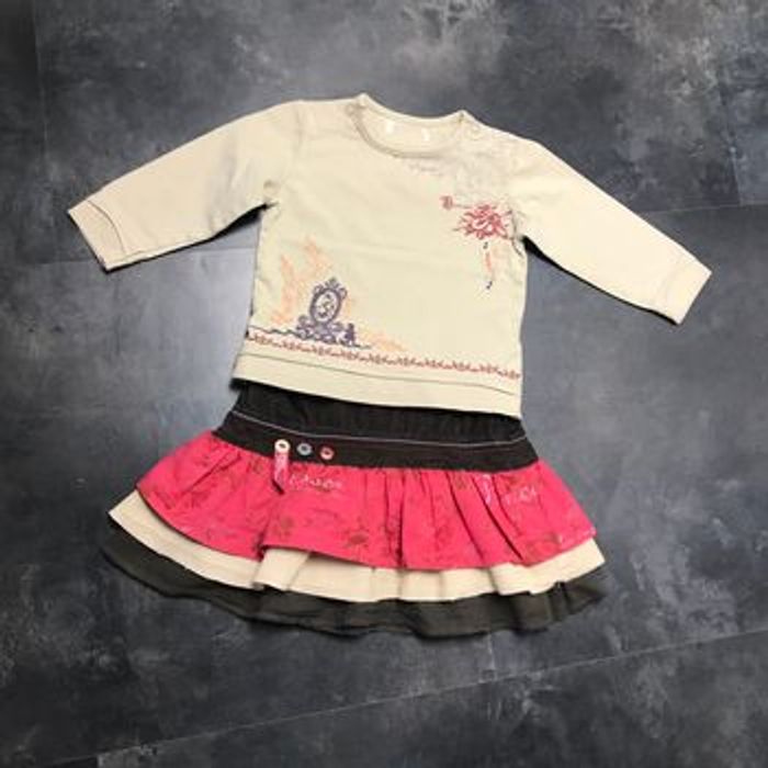 Ensemble t-shirt et jupe baroque 6 mois Alphabet - photo numéro 2