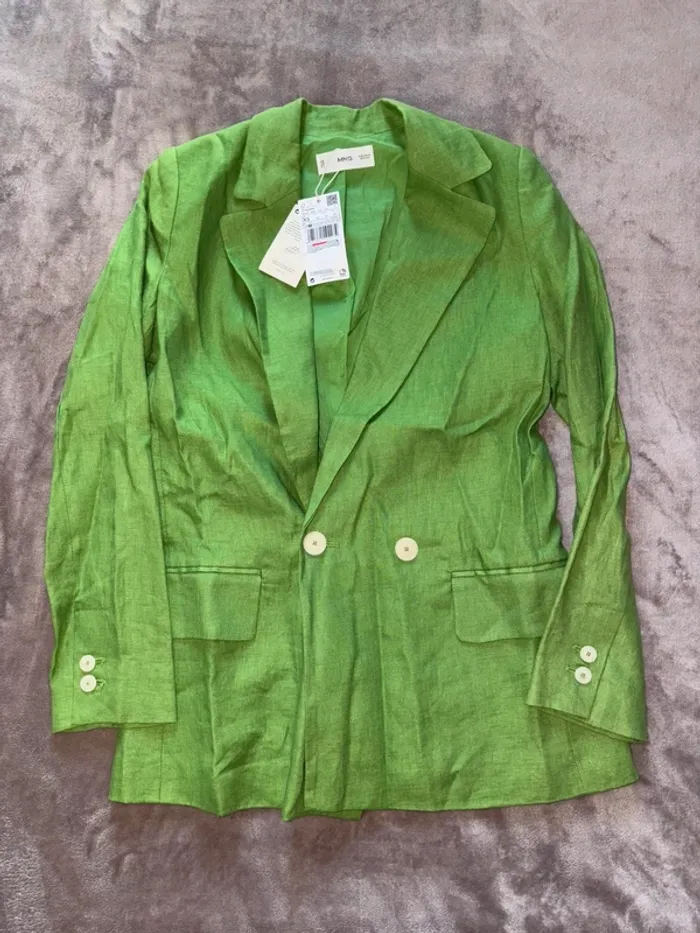 Veste verte en Lin femme Mango taille XS neuve avec étiquette - photo numéro 5