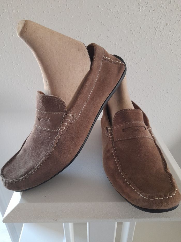 Mocassins cuir nubuck marron Carnet de vol.