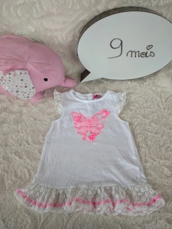 Robe courte ou tunique manches courtes Fille 9 mois