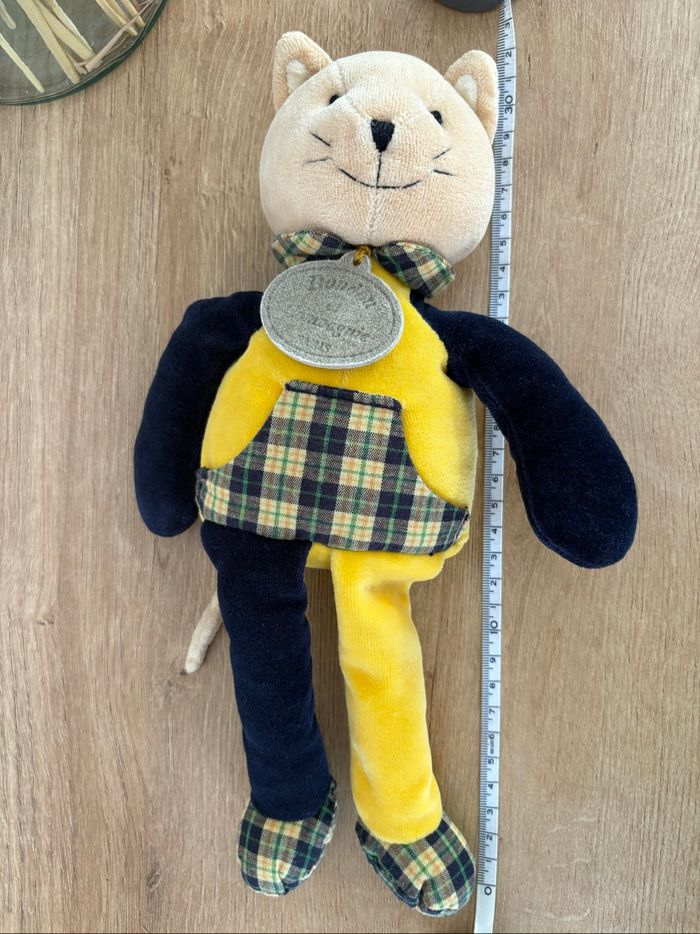 Peluche chat jaune bleu marine 30 cm - photo numéro 7