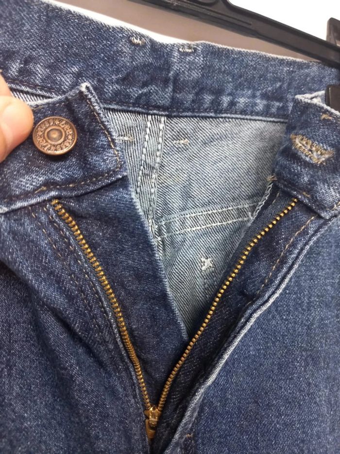 Jeans taille haute Lee vintage Bleu foncé en coton - photo numéro 5
