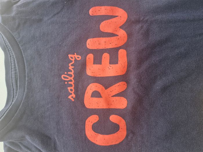 T-shirt manches longues 3/4 ans Tex Bleu marine Inscription Sailing Crew rouge - photo numéro 3