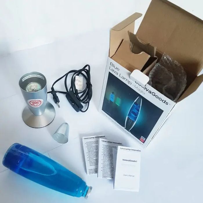 Lampe argenté, lave bleu-violet, NEUF - photo numéro 3