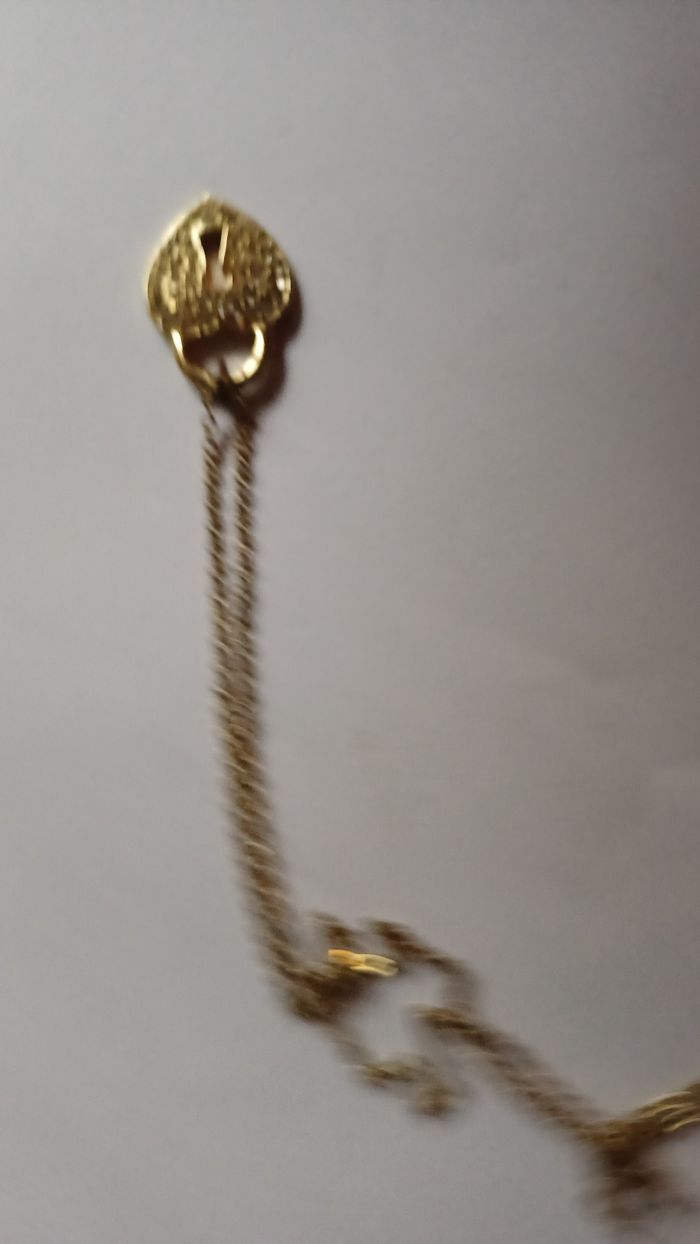 Collier/sautoir  doré et strass cœur cadenas - photo numéro 5