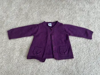 Gilet en laine donc chaud violet - 12 mois - petit bateau