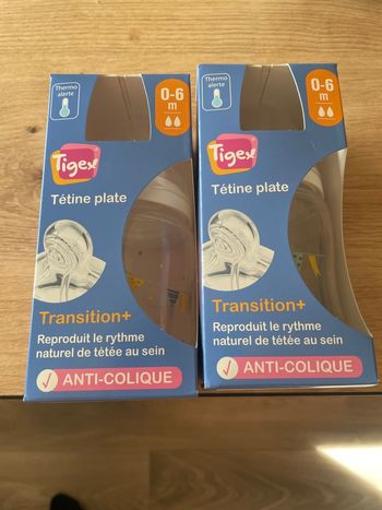 Lot de 2 biberons tigex 