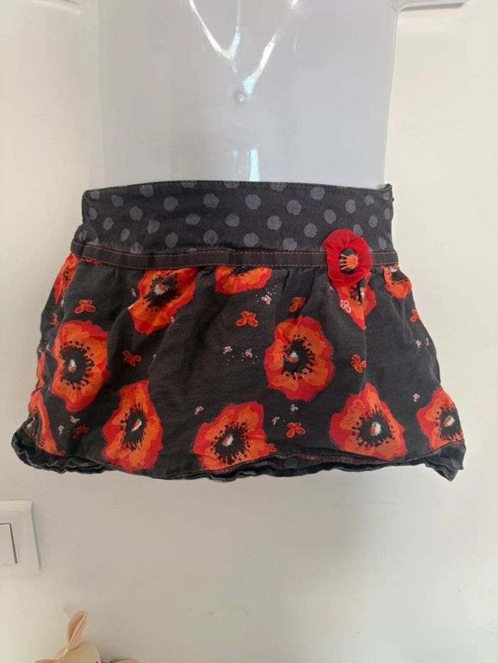 Jupe fille grise à fleurs et pois – Taille 104 (3-4 ans)