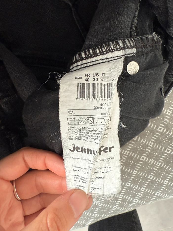 Jean slim skinny noir délavé uni basique simple double boutons - photo numéro 7