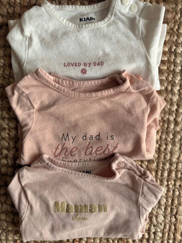 Lot tee shirt manches longues Kiabi 1mois / 54cm - photo numéro 2