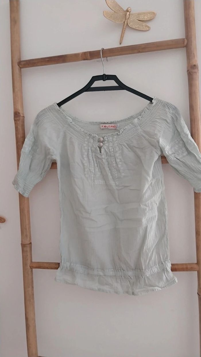 Tunique / blouse bohème vert d'eau en coton excellent état taille 4 ans