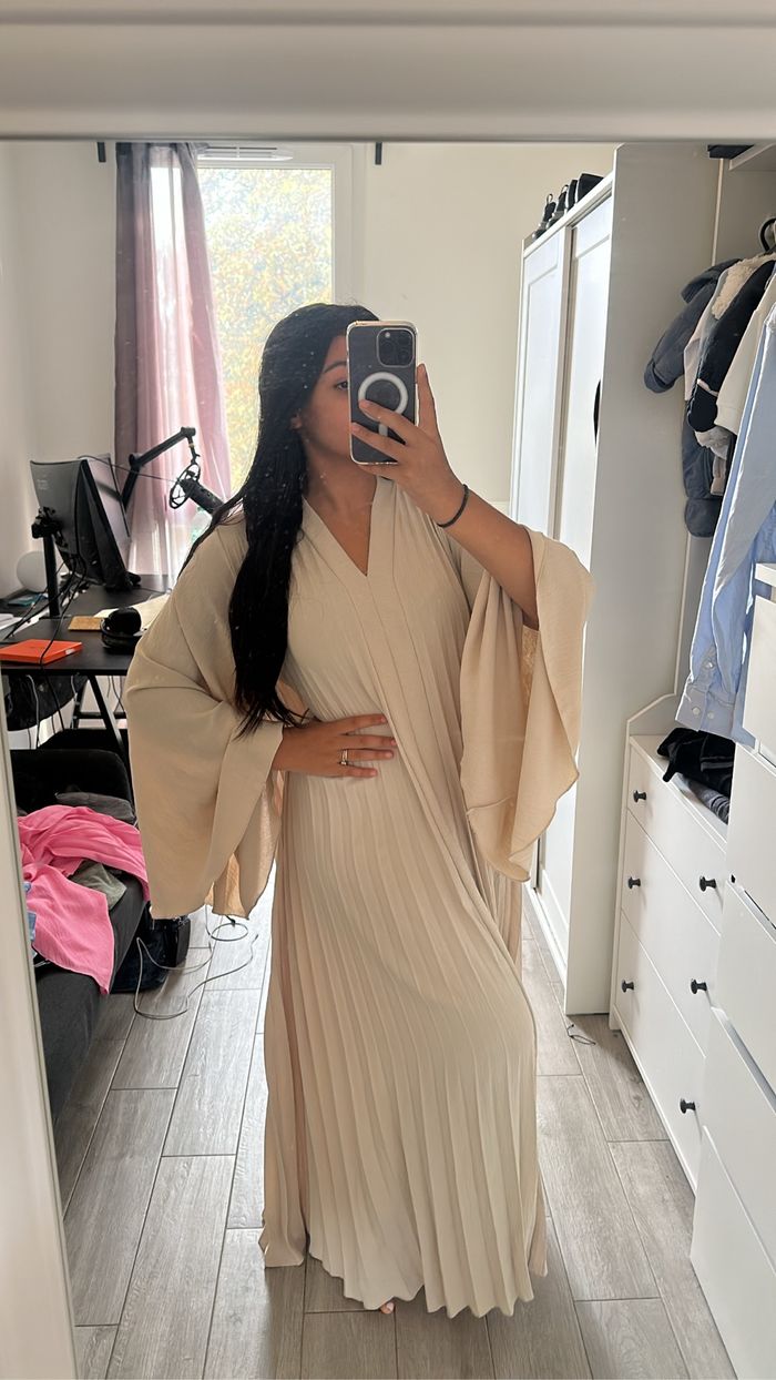 Robe plissée style Dubaï Beige - photo numéro 2