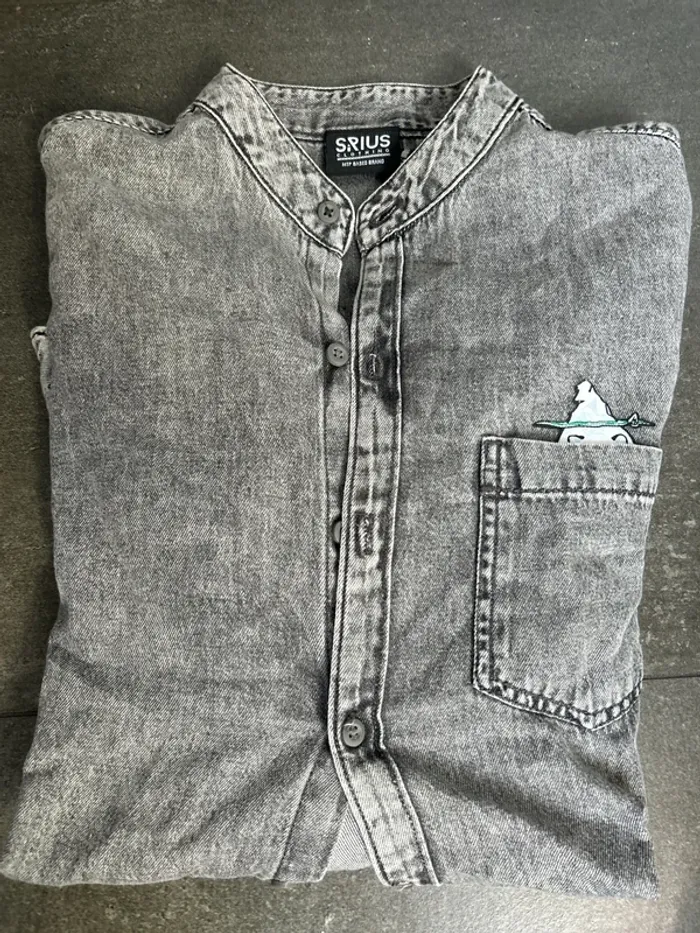 Chemise homme manches longues jeans gris M