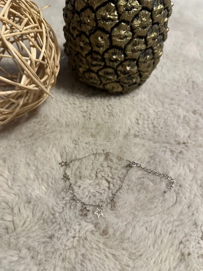 Bracelet de cheville étoiles argenté