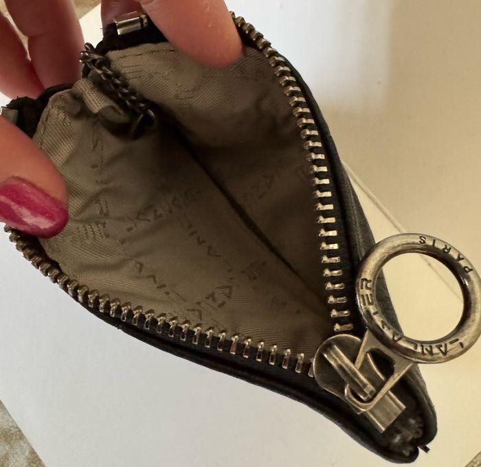 Porte monnaie noir et argenté Lancaster en cuir avec anneau - photo numéro 6