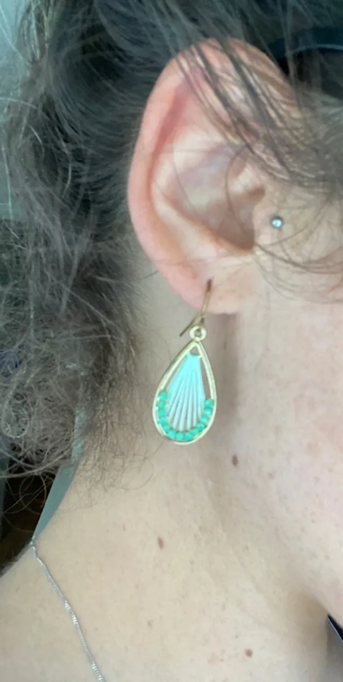 Boucles d’oreilles bleu et turquoise - photo numéro 2