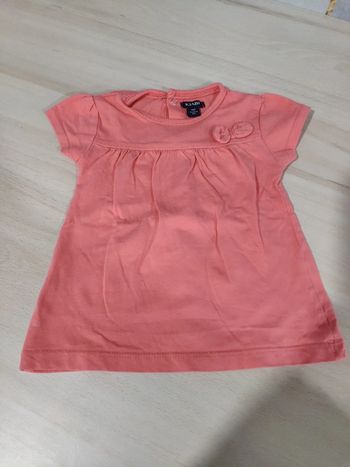 Tee shirt fille manches courtes rose corail 6 mois