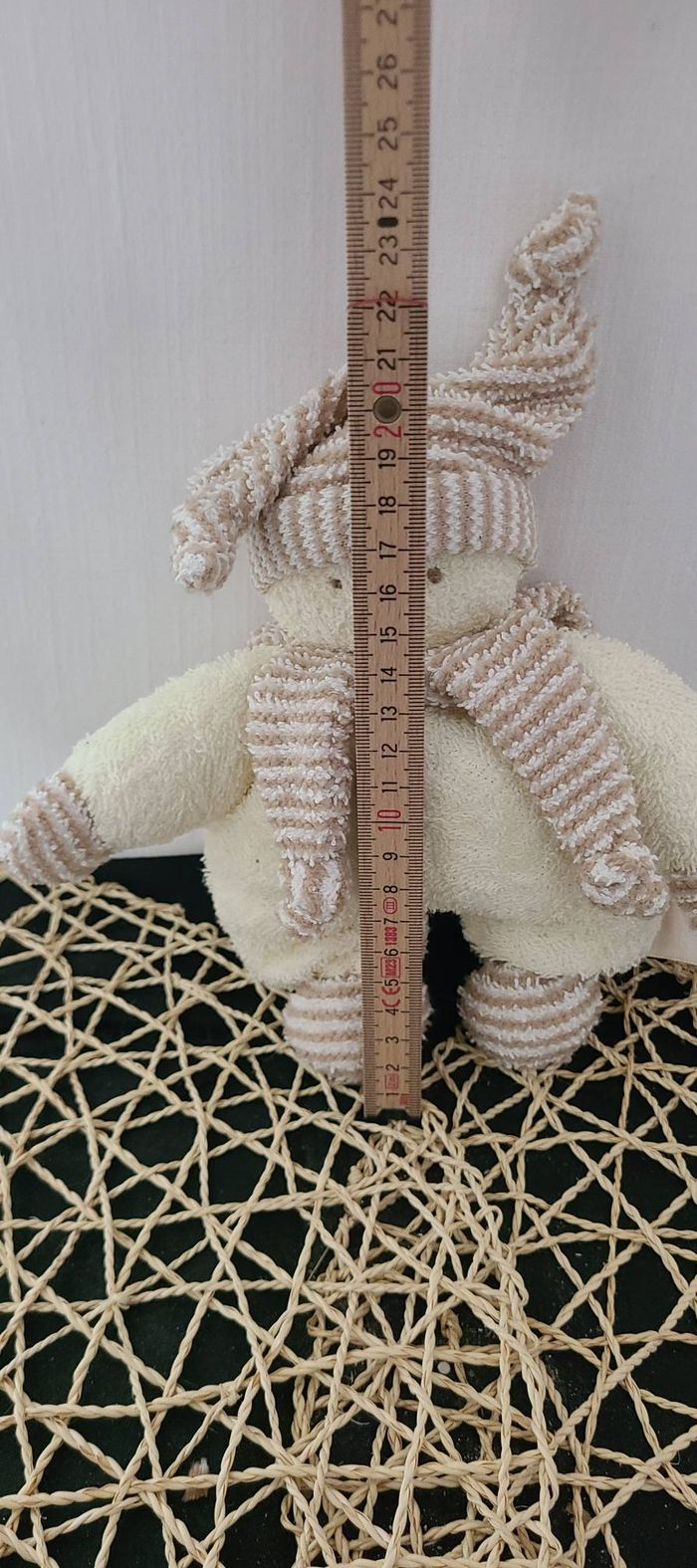 Doudou hochet grelot Lutin Garçon rayé Happy Horse éponge - photo numéro 4