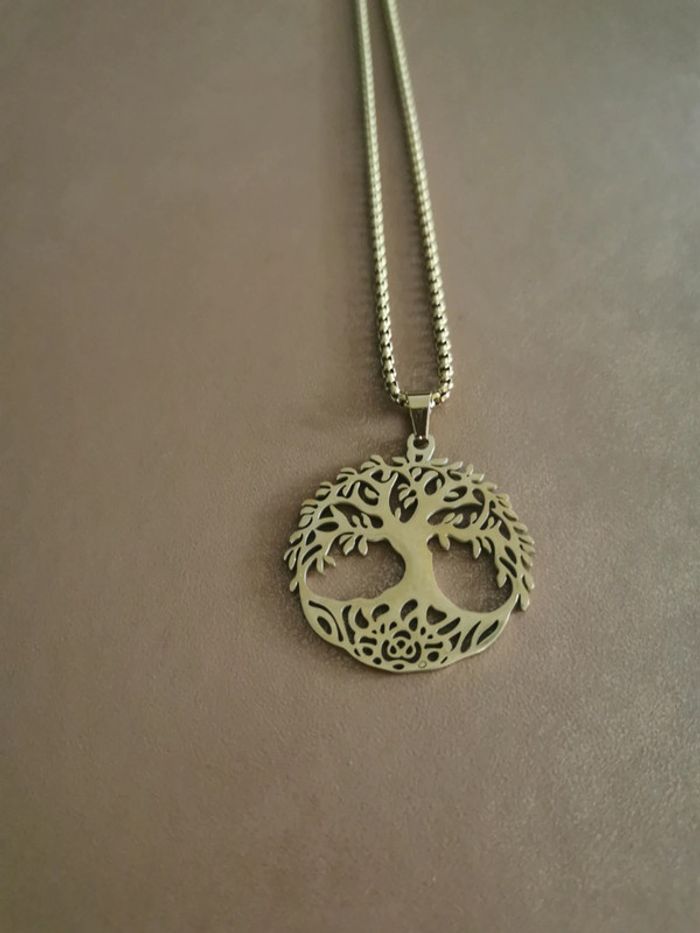 Collier et pendentif spirituel arbre de vie doré - photo numéro 2