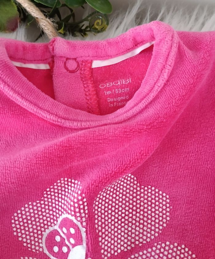 Pyjama 1 mois obaibi fille rose  comme neuf - photo numéro 2