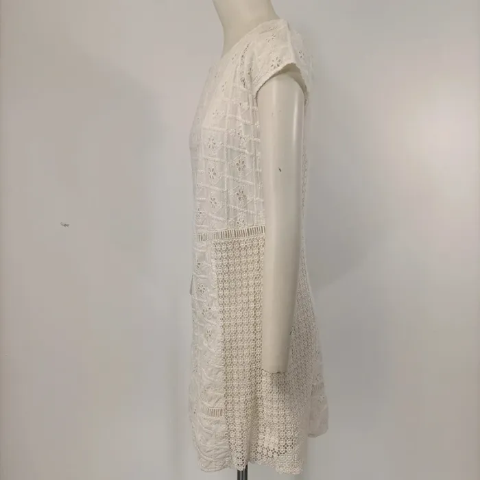 Robe blanche Broderie Anglaise - Zara Trafaluc 100% Coton doublure Viscose - A204 - photo numéro 5