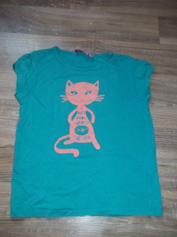 T-shirt bleu chat rose NKY 6 ans/116 cm