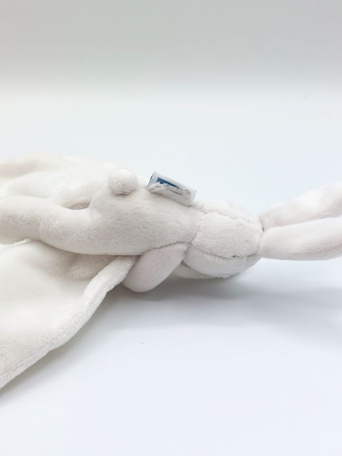 Doudou peluche lapin blanc JACADI et son mouchoir – 17 cm - sos doudou - photo numéro 4