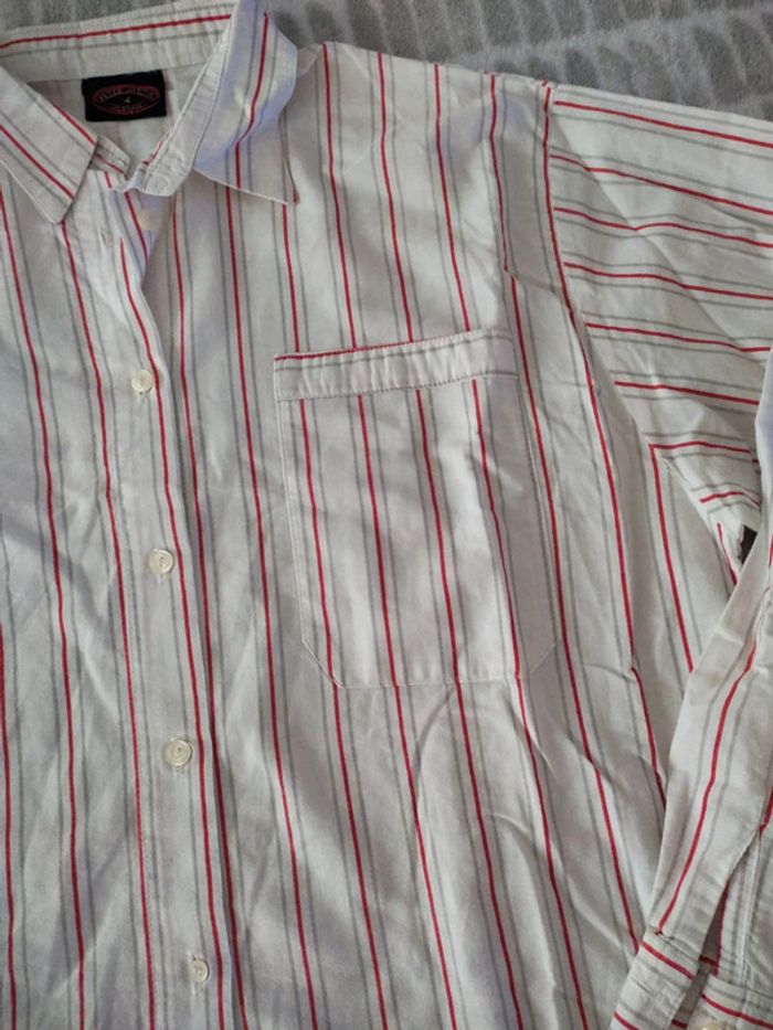 Chemise manches longues à rayures blanc rouge et gris Peter Austin taille xl - photo numéro 2